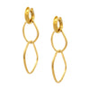 Double Hoop Pierced Earrings   Yellow Gold Plated Over Silver  3.0" Length X 1.0" Width