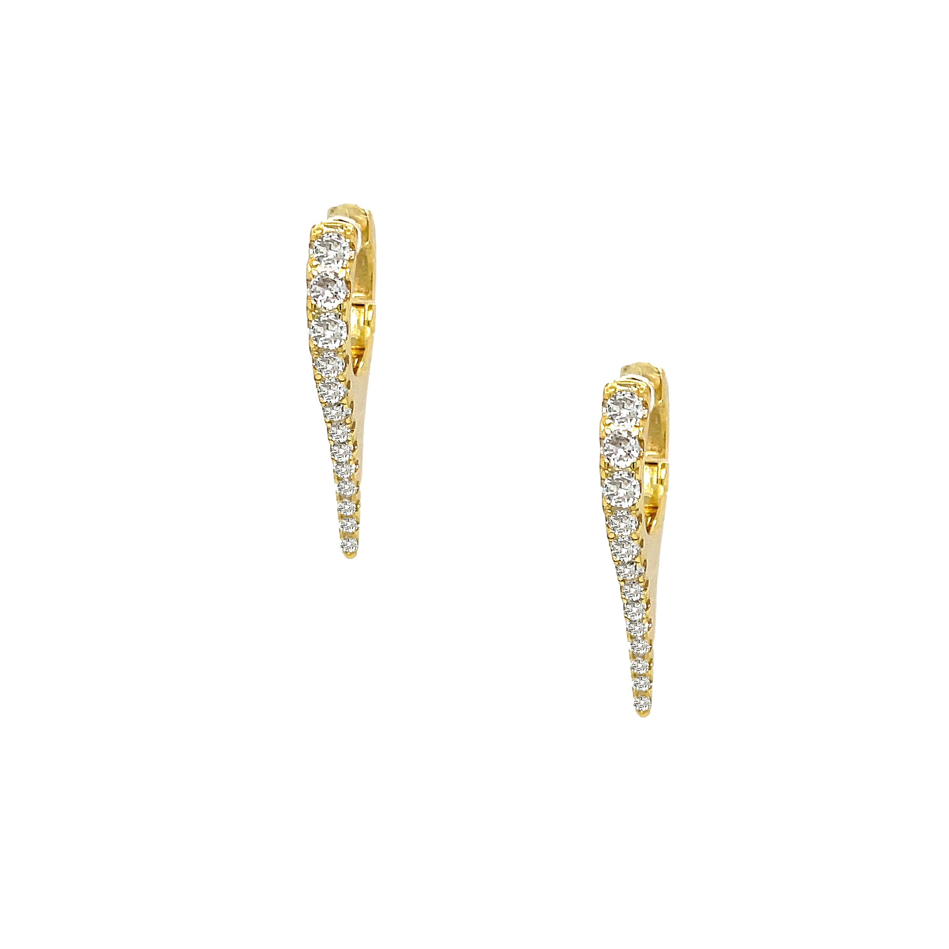 CZ Spike Huggie Pierced Earrings  Yellow Gold Plated Over Silver 1" Long X 0.12" Wide    While supplies last. All Deals Of The Day sales are FINAL SALE.