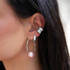 Single Pink Pearl Hope Hoop Pierced Earrings

Available in Yellow or White Gold Plated
1.50" Diameter