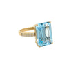 Diamond &amp; Blue Topaz Ring  14K Yellow Gold 0.10 Diamond Carat Weight 9.30 Topaz Carat Weight Blue Topaz: 0.55" Long X 0.39" Wide Ring Band: 0.09" Wide