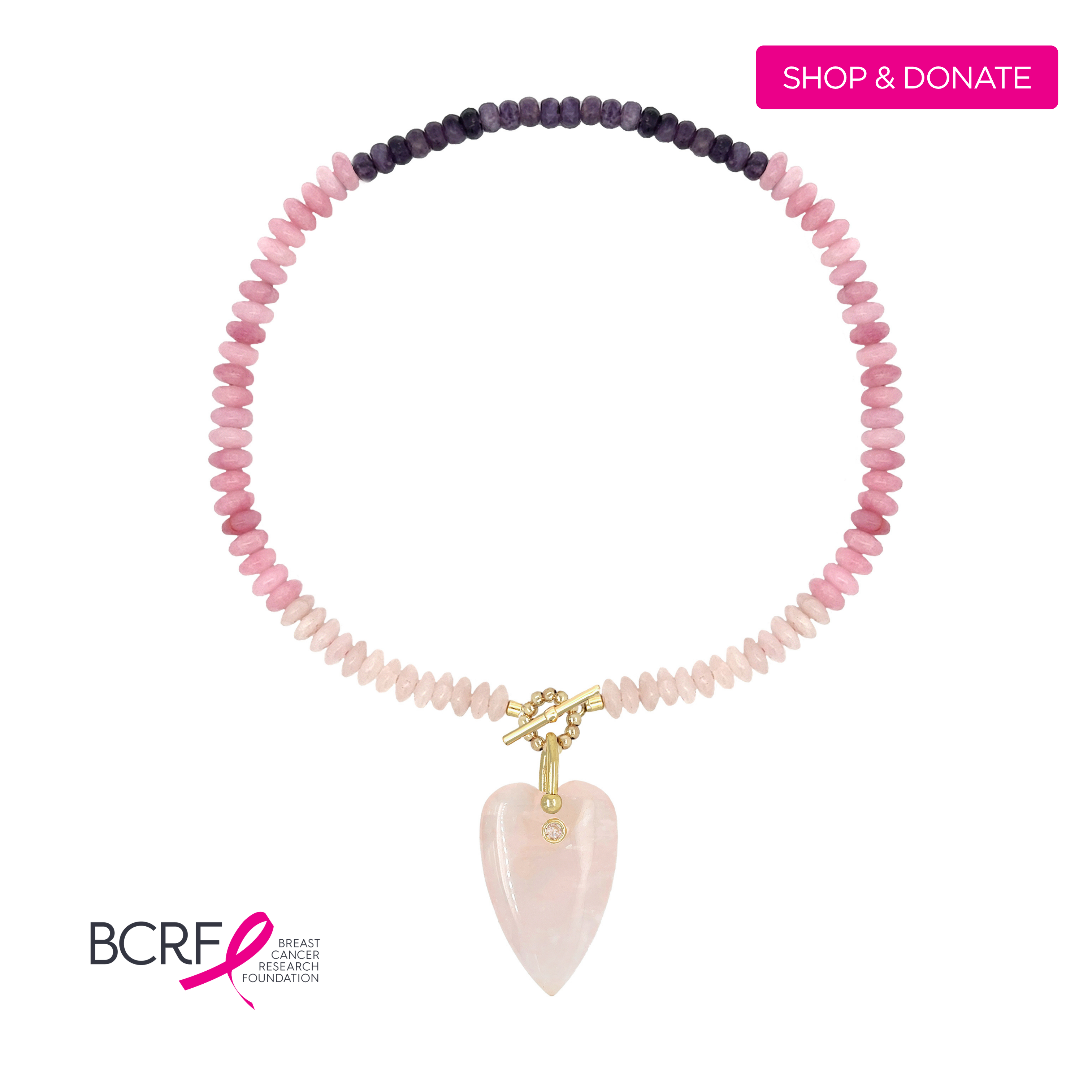 Pink Heart Beaded Necklace

This October, 20% of the purchase price of products from the 2025 Hope Collection will be donated to the Breast Cancer Research Foundation® (BCRF). BCRF’s mission is to prevent and cure breast cancer by advancing the world’s most promising research. For more information about BCRF, visit www.bcrf.org.&nbsp;

Yellow Gold Plated
15" Length
Heart Pendant: 1.5" Long X 1" Wide
Beads: 8mm