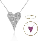 Pink &amp; Clear Reversible Heart Chain Necklace

This reversible heart necklace seamlessly transitions between pink and clear pavé stones, offering understated elegance for everyday wear. Each side reveals a distinct aesthetic—choose soft pink femininity or minimalist clear stones, depending on your occasion and personal style. A sophisticated choice for those who appreciate versatility without compromise.

White Gold Plated
Pave Cubic Zirconia
Heart approximately 1" High X 0.75" Wide&nbsp;
16.5-20.5" Adju