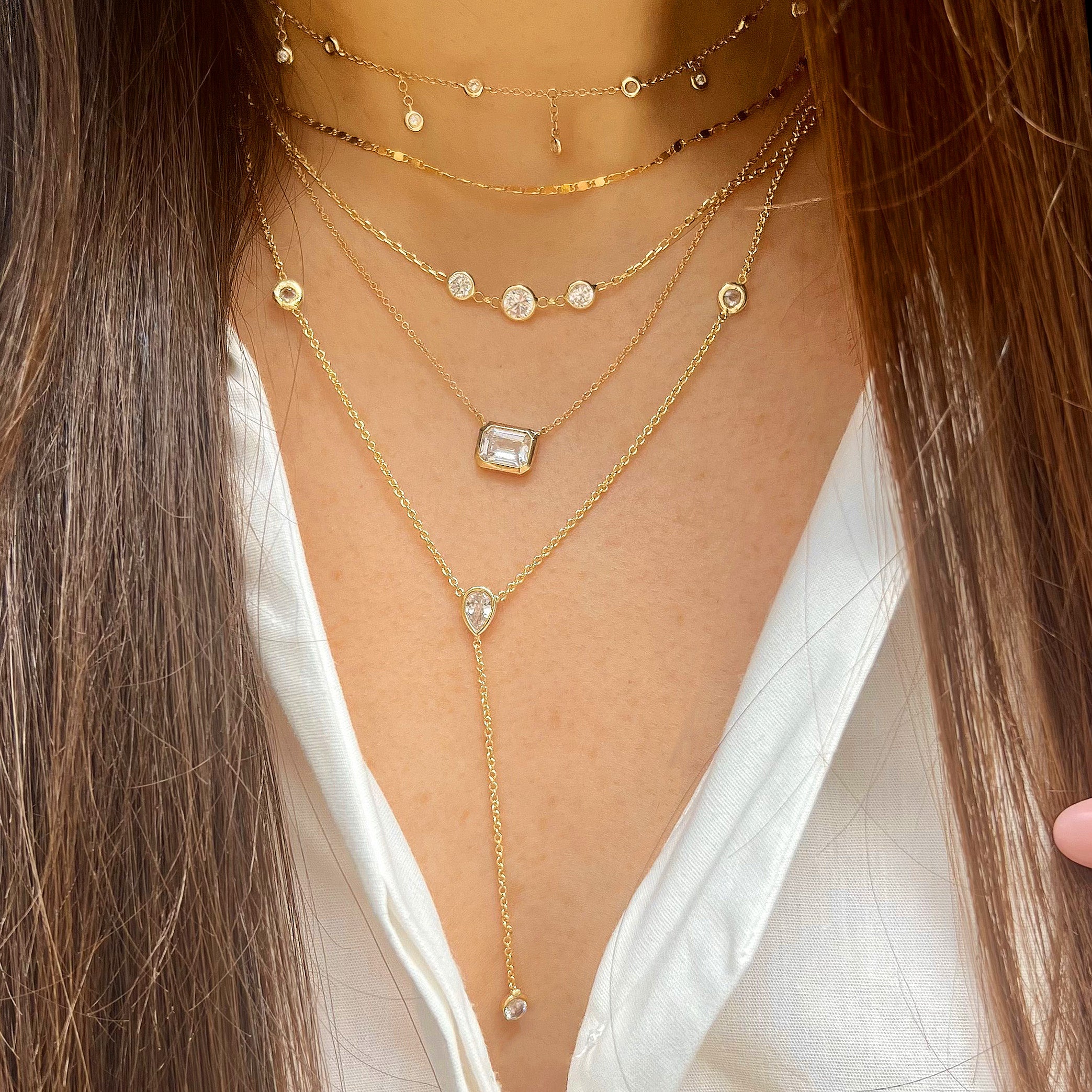 Bezel Station Necklace – Jennifer Miller Jewelry - Main Image