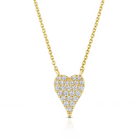 Pave CZ Small Heart Chain Necklace  Yellow Or White Gold Plated 16-18" Adjustable Length