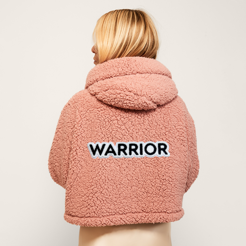 The Warrior Effect™ by Jill Martin Chenille Logo Cropped Sherpa Lounger Jacket