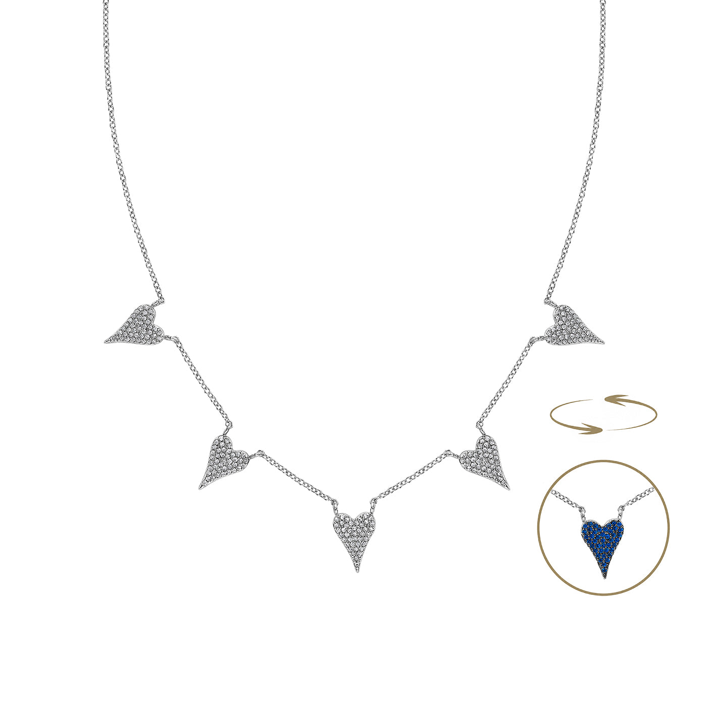 5 Heart Reversible Necklace View 4