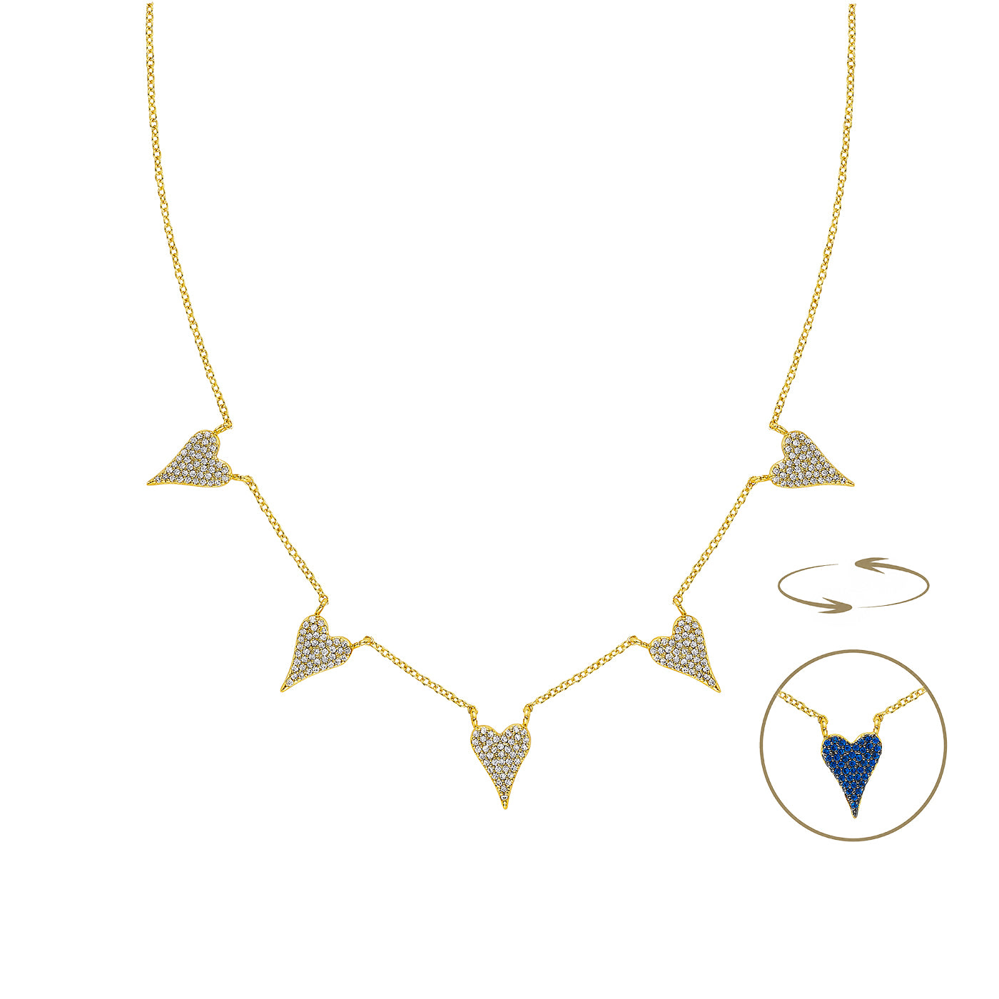 5 Heart Reversible Necklace View 1
