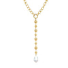 <p>Pearl Lariat Mixed Chain Necklace</p> <ul> <li>Yellow Gold Plated</li> <li>Pearls: 0.50" Wide X 0.80" Long</li> <li>Lariat Drop: 6.50" Length</li> <li>16-18" Adjustable Length</li> </ul>