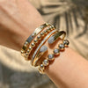 Pave Diamond End On Open Bangle Bracelet  14K Yellow Gold 0.60 Diamond Carat Weight 7"&nbsp; Wide