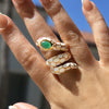 White Enamel, Green Onyx &amp; Ruby Snake Ring  Yellow Gold Plating Over Silver 1.30" Long