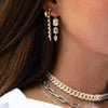 Diamond Pave White Topaz Triple Drop Pierced Earrings  14K Yellow Gold 0.28 Diamond Carat Weight 3.45 White Topaz Carat Weight 1.15" Length X 0.28" Width