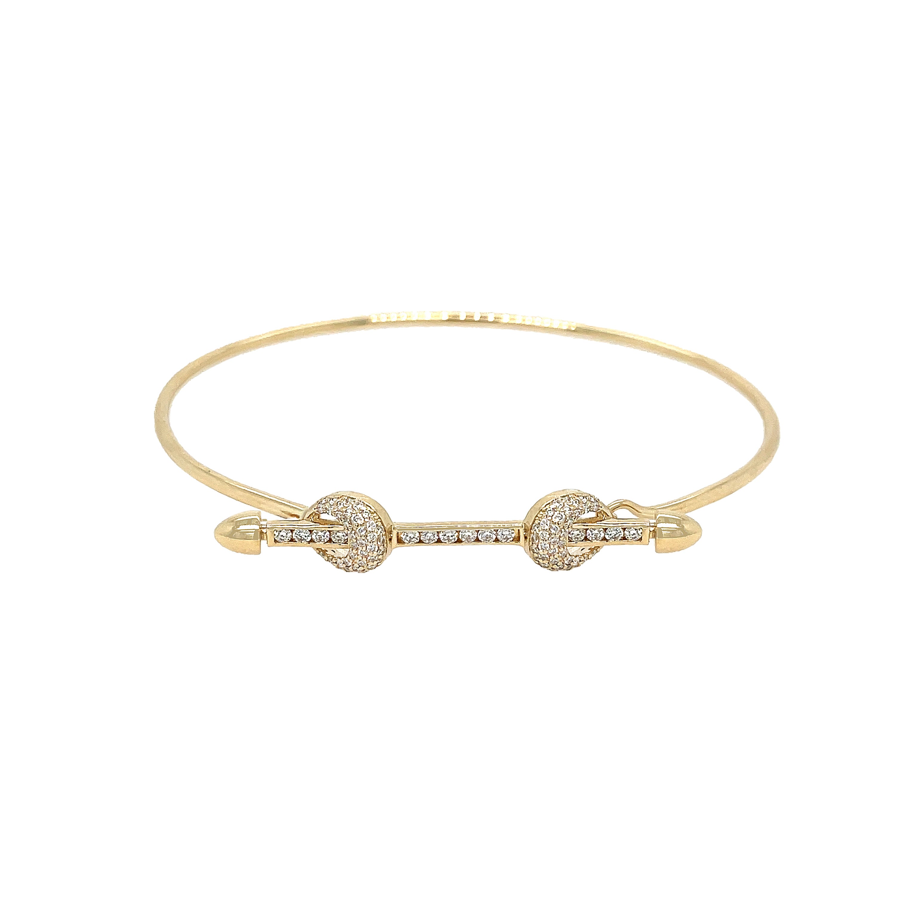 Pave Diamond Arrow Bar Bangle Bracelet

14K Yellow Gold
0.35 Diamond Carat Weight
Bar: 0.25" Long X 1.55" Wide