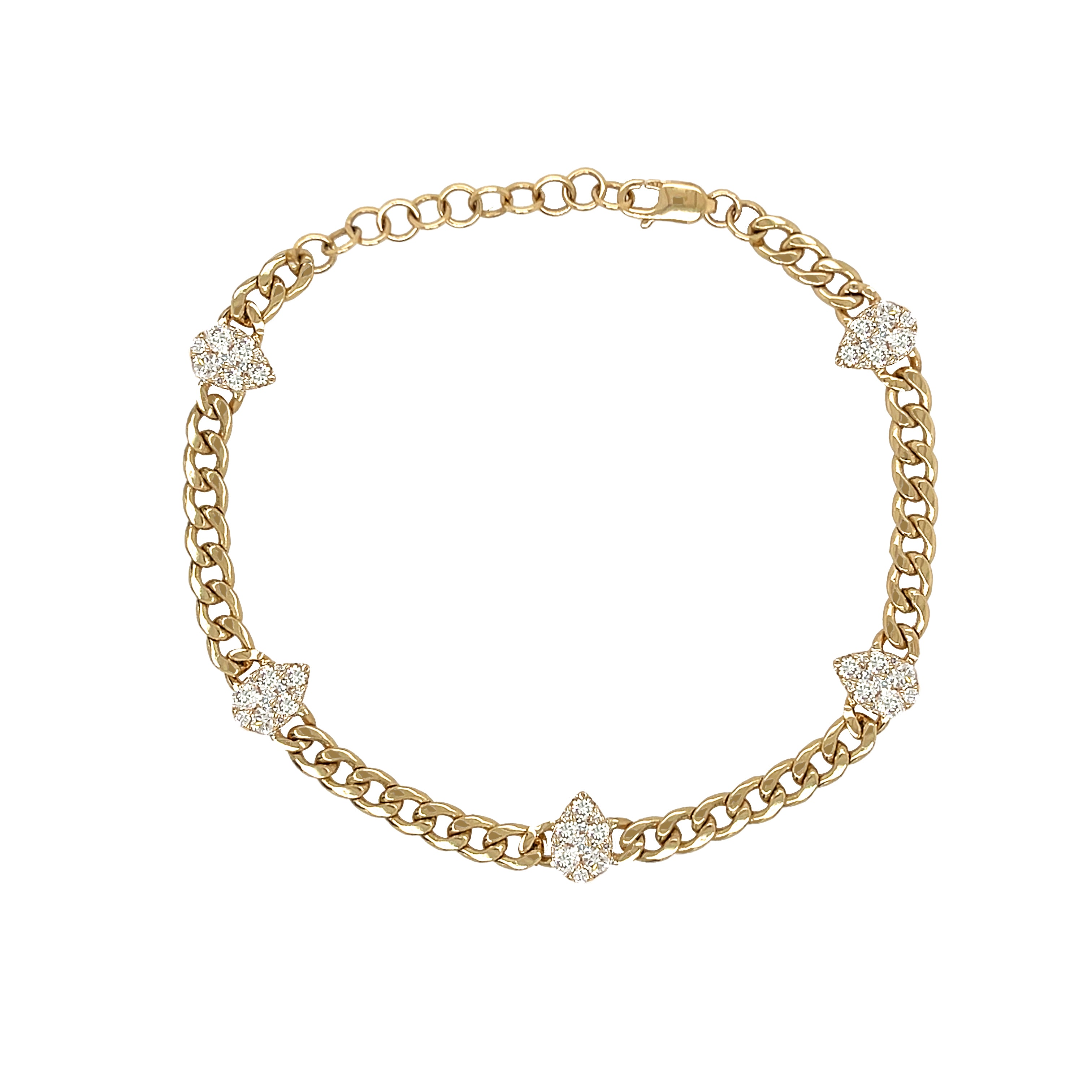Pave Diamond Teardrop Link Bracelet

14K Yellow Gold
0.88 Diamond Carat Weight
Teardrops: 0.27" Long x 0.19" Wide
6-7" Adjustable Length