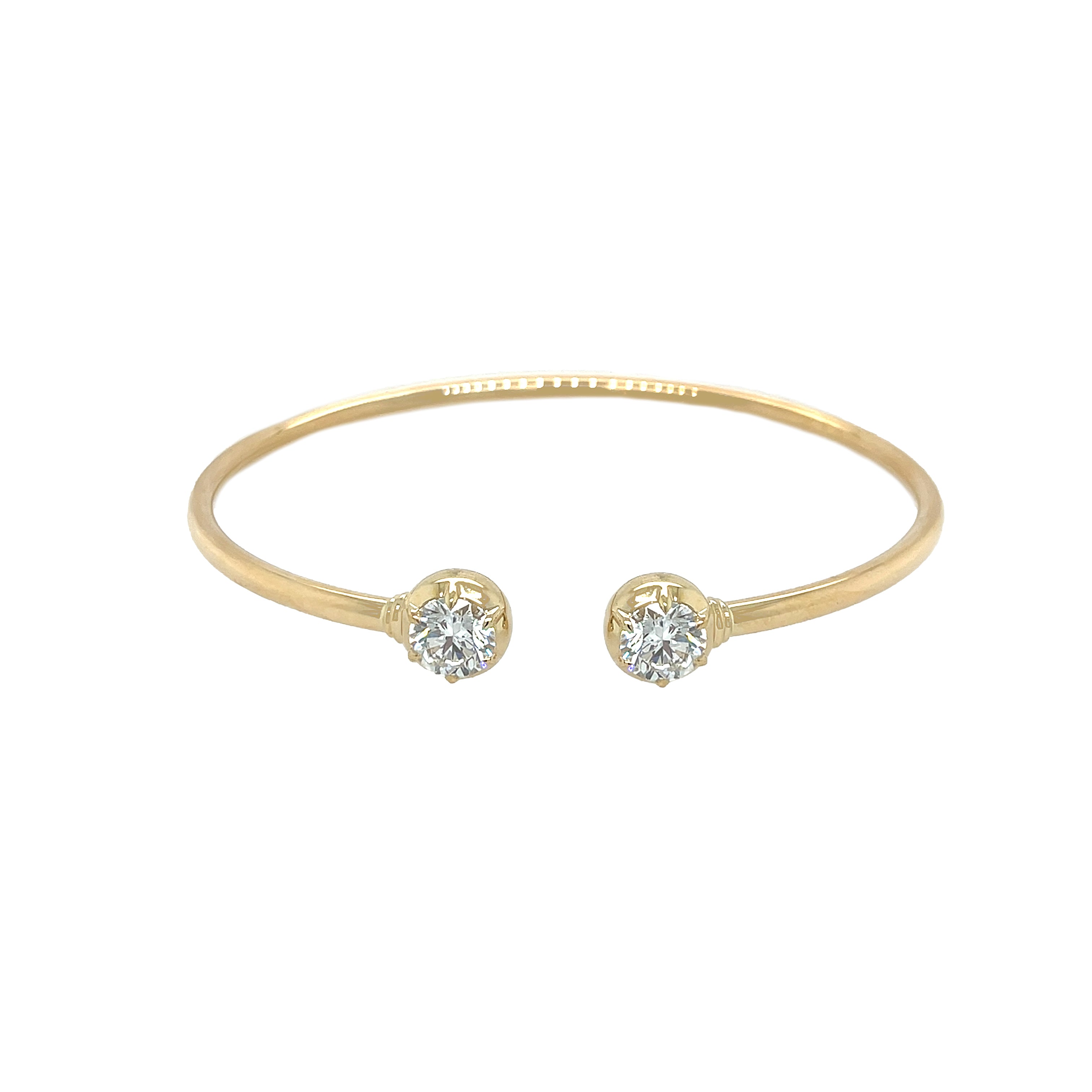 Round Diamond Ends Open Bangle Bracelet

14K Yellow Gold
1.65 Lab Diamond Carat Weight
0.30" Wide