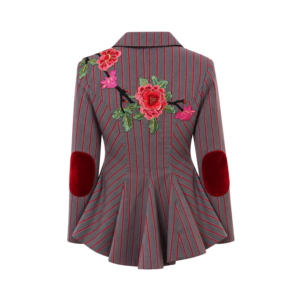 Red Stripes Floral Blazer