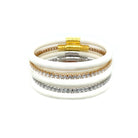 White, Silver &amp; Yellow Pave CZ Bangle Bracelet Set