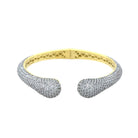 White Gold-Plated Pave Round Tips Yellow Gold–Plated Bangle Bracelet