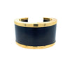 Black Wood Cuff Bracelet  Yellow Gold Plated 1.62" Wide