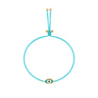 Evil Eye &amp; Turquoise Cord Macrame Bracelet

Yellow Gold Plated
0.18" Long x 0.52" Wide
