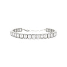 Crystal Octagon Tennis Bracelet   White Gold Plated Over Silver  Cubic Zirconia 6.75" -7.75" Adjustable Length 