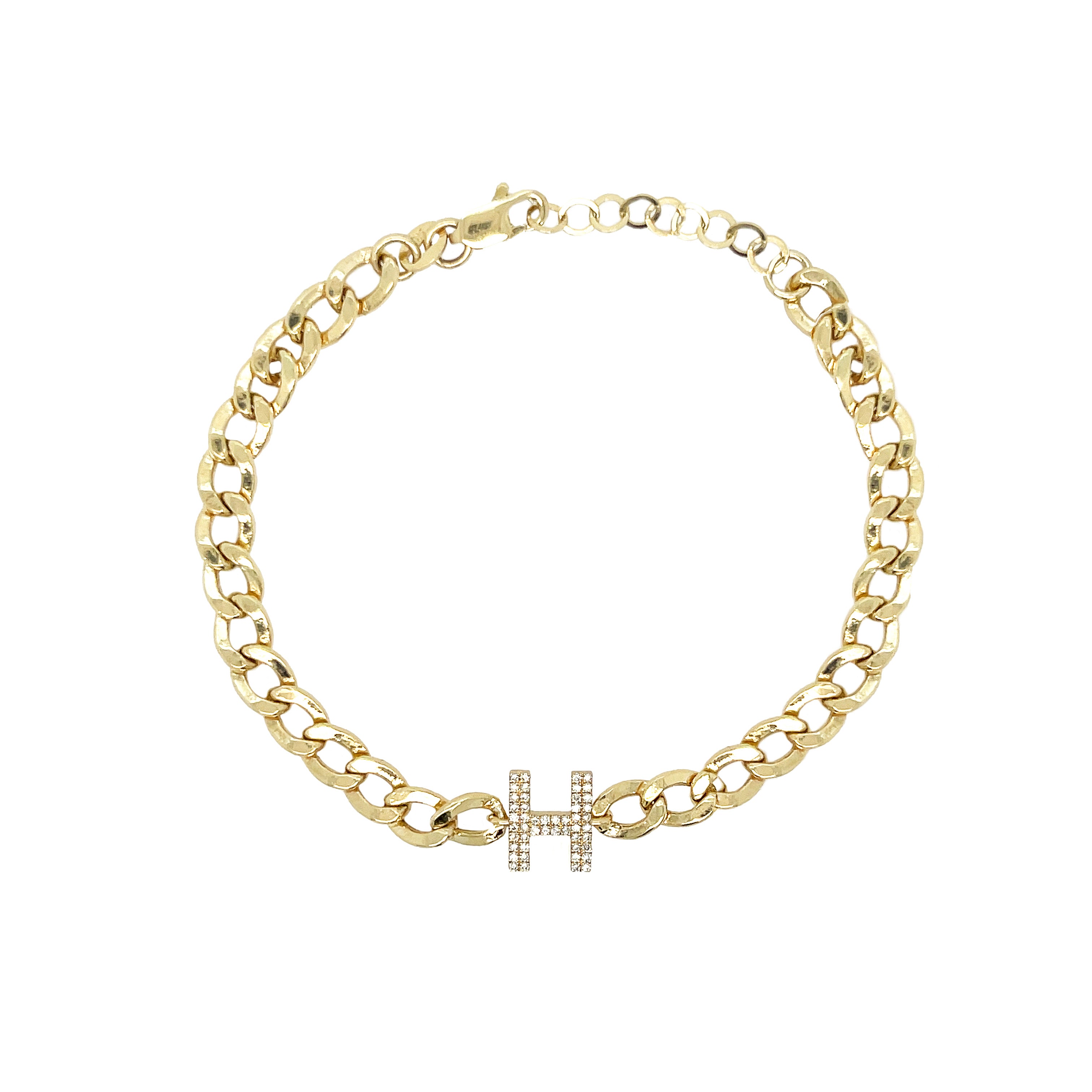 If & Co. 14K White Gold Cuban Link Bracelet