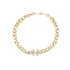 Diamond Initial Cuban Chain Bracelet  14K Yellow Gold 0.55 Diamond Carat Weight 5MM Chain 6-7" Adjustable Chain    Please allow up to 3-5 weeks for delivery of unavailable letters.