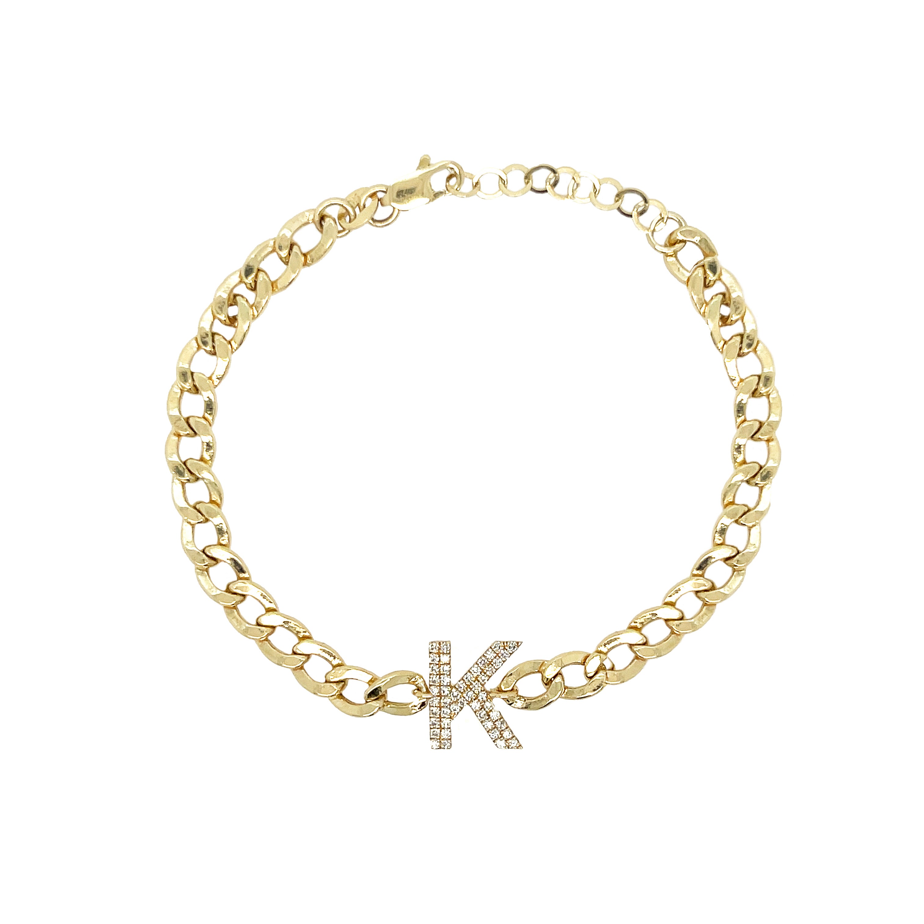 Letter K Bracelet in 14k Gold