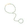 Turquoise Hand Chain Bracelet  Yellow Gold Plated 6.5" Bracelet Length 3.25" Chain Drop Stones: 0.07" Wide
