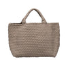 Cashmere Woven Tote With Rolled Handles  10" High X 8.5" Wide Width: Bottom 13" - Top 19" Strap: 5" Drop Removable Pouch: 10" Long X 6.5" Wide