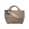 Cashmere Mini Woven Tote With Rolled Handles  7.75" Height X 14.5" Length X 6.75" Depth Pouch Included Removable Crossbody Strap Included
