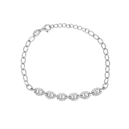 CZ Chain Link Bracelet  White Gold Over Silver 0.21" Wide 6-7" Adjustable Length While supplies last. All Deals Of The Day sales are FINAL SALE.