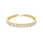 <p>Crystal Octagon Tennis Bracelet&nbsp;</p> <ul> <li>Yellow Gold Plated Over Silver&nbsp;</li> <li>Cubic Zirconia</li> <li>6.75" -7.75" Adjustable Length&nbsp;</li> </ul>