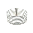 <p>7 Row Open Cuff Bracelet</p> <ul> <li>White Gold Plated</li> <li>1" Width</li> </ul>