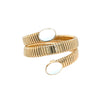 White Resin Wide Flex Bangle Bracelet  Yellow Gold Plated Fits Wrists 7-7.5" Wide