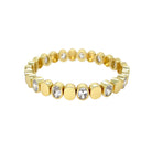 CZ Oval Stretch Bracelet  Yellow Gold Plated 0.32" Wide