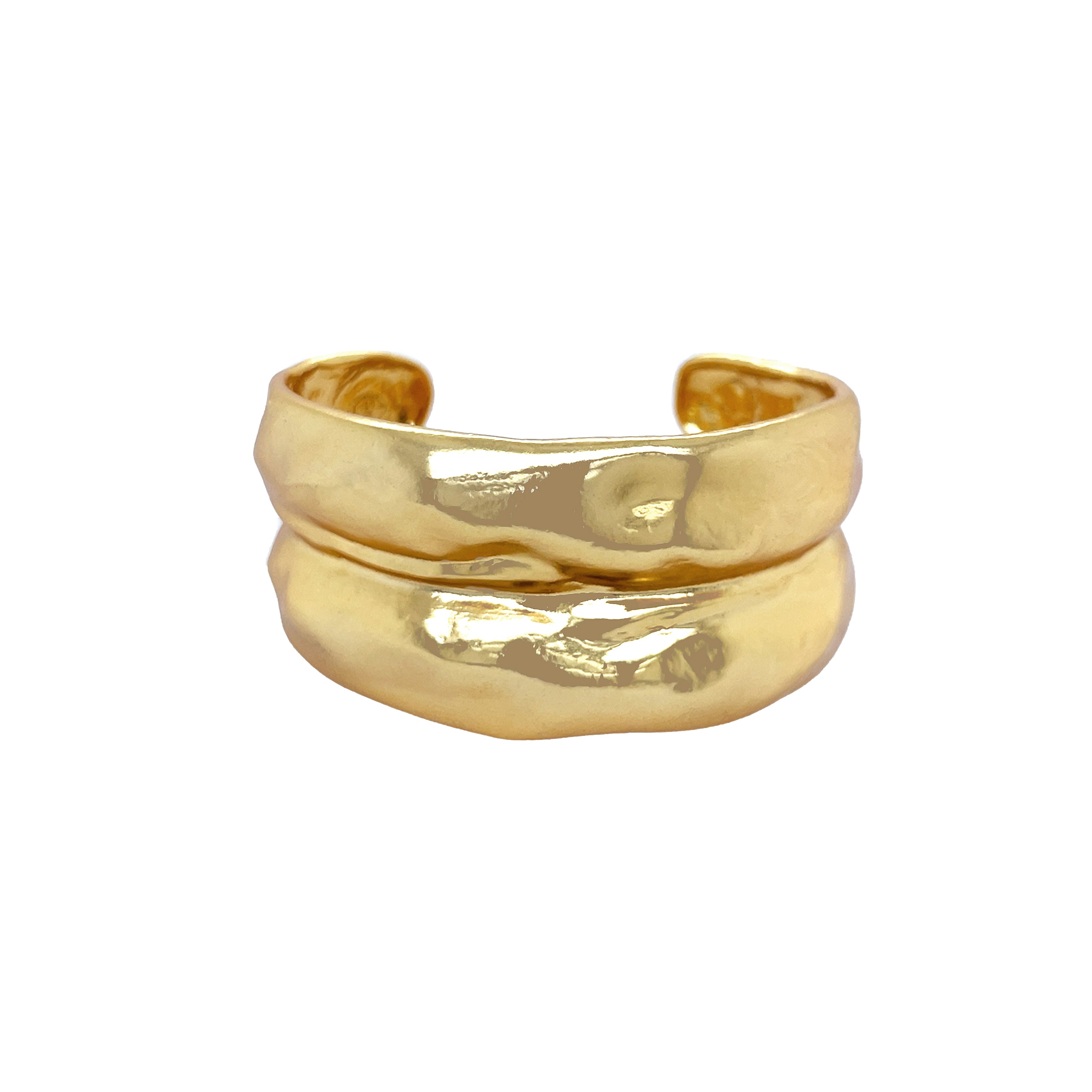 Two-Row Sculpted Bubble Cuff Bracelet

A bold cuff bracelet with a refined, sculptural edge. Finished in a polished yellow gold plating, this open cuff features two softly contoured rows with an organic, hand-formed look. The fluid silhouette feels comfortable on the wrist, making it an effortless statement worn alone or stacked with slimmer bracelets.

Yellow Gold Plated
1.95" Long