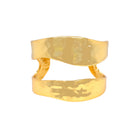 Wavy Hammered Cutout Cuff Bracelet

24K Yellow Gold Plated
Oval Shape: 2.38” X 1.83”
1.65-1.91” Width
Slightly Adjustable Open Cuff