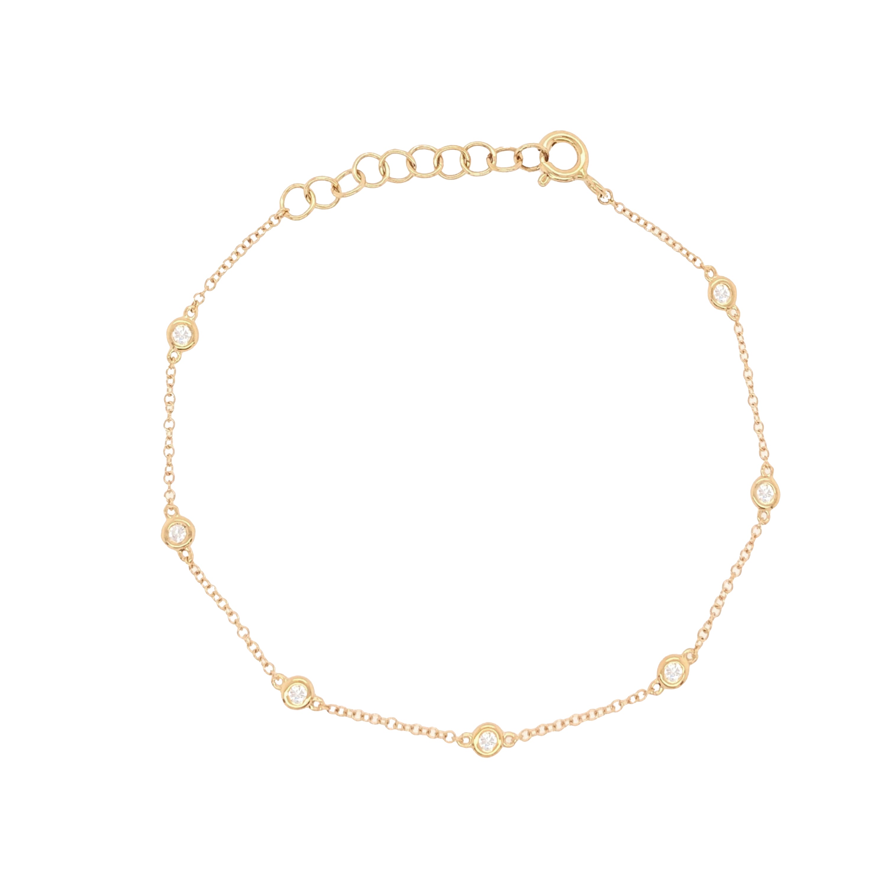 14K Gold String Bracelet with Diamond Bezel