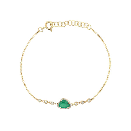 Diamond & Emerald Slice Bracelet  14K Yellow Gold 0.18 Diamond Carat Weight Emerald Slice: 0.38" Wide 6-7" Adjustable Length