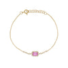 Pink Sapphire & Diamond Rectangle Chain Bracelet  14K Yellow Gold 0.58 Sapphire Carat Weight 0.18 Diamond Carat Weight 0.24" Long X 0.33" Wide 6-7" Adjustable Length