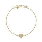 Pave Diamond Heart Bracelet&nbsp;

This delicate gold chain bracelet features a petite heart accent with a touch of pave sparkle. Effortless and refined, it can be worn alone for a minimal look or layered with your favorite gold bracelets.

14K Yellow Gold
0.04 Diamond Carat Weight
Heart:&nbsp;0.31" Wide
Chain: 6-7"&nbsp;Long