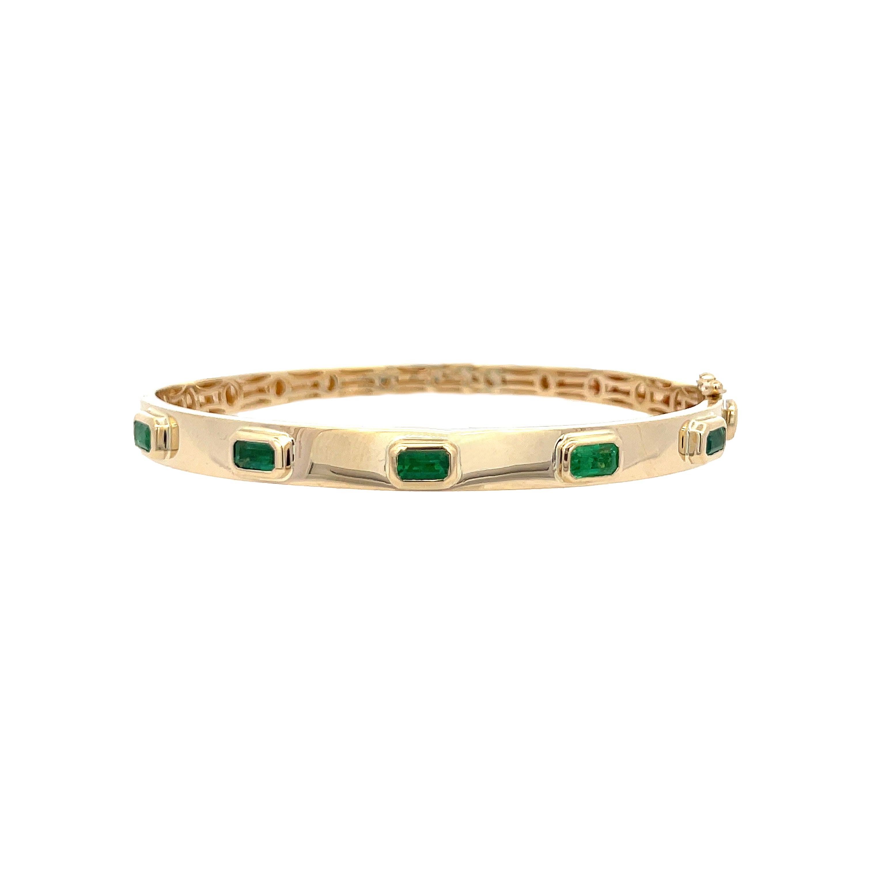 Marque Diamond Bangle Bracelet  14K Yellow Gold 1.33 Emerald Carat Weight 0.22" Wide