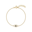 Pave Diamond &amp; Sapphire Evil Eye Chain Bracelet

14K Yellow Gold
Chain: 6-7'' Long
Eye: 0.5'' Long X 0.19'' Wide