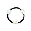 Three Baroque Pearl Leather Bracelet  0.83" Wide