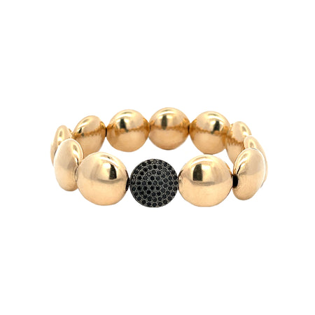 Black Spinel Beaded Bracelet   Oxidized & Yellow Gold Filled Spinel Disc: 0.56" Diameter  Good Beads: 0.60" Diameter 
