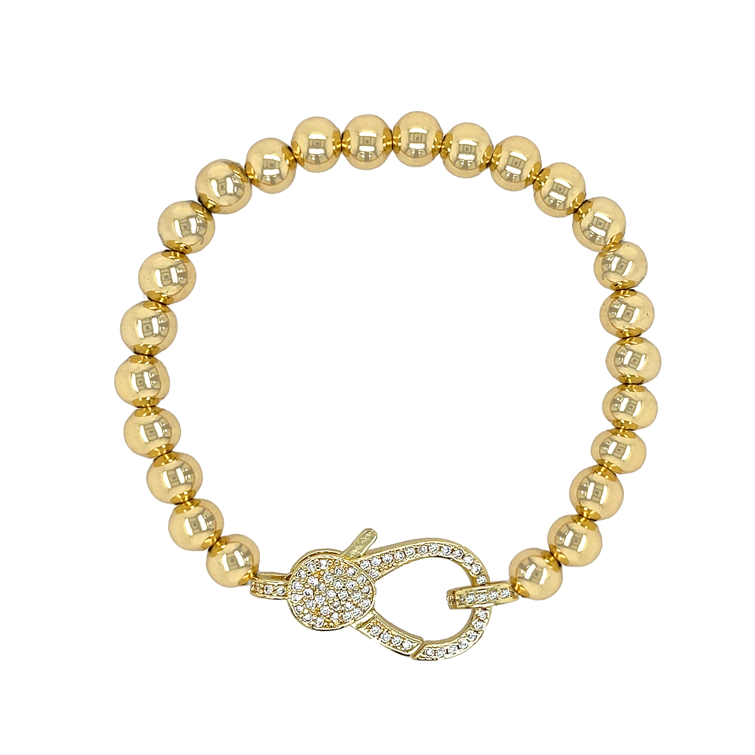 Large CZ Clasp Beaded Bracelet

Yellow Gold Plated
Clasp: 1" Long X 0.50" Wide
Beads: 6MM
7" Length

While supplies last. All Deals Of The Day sales are FINAL SALE.