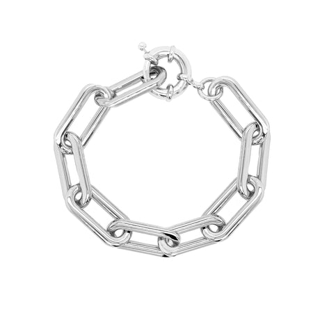Oversized Oval Link Bracelet  White Gold Plated Link: 1" Wide X 0.5" Long 8" Length    While supplies last. All Deals Of The Day sales are FINAL SALE.