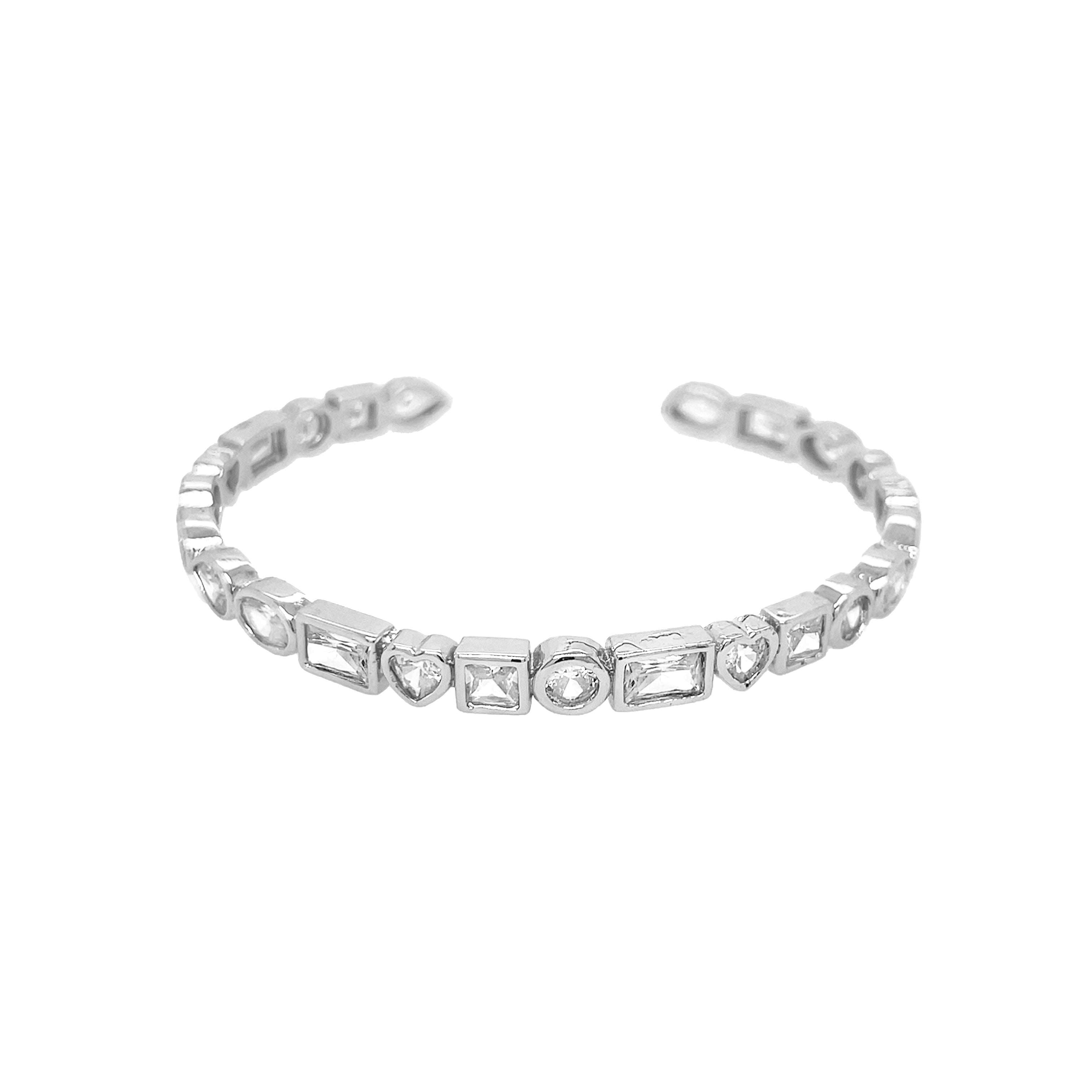 Multi Shape CZ Open Bangle Bracelet

White Gold Plated
2.50" Wide
0.20" Thick

While supplies last. All Deals Of The Day sales are FINAL SALE.