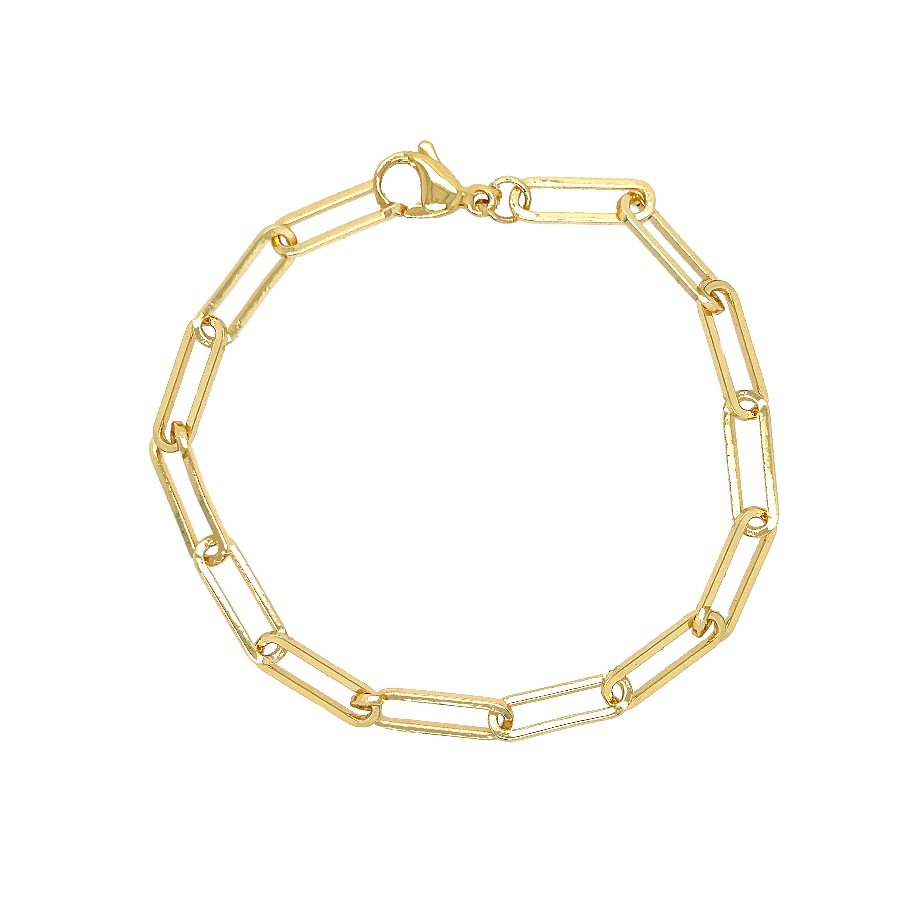 Chain Link Bracelet&nbsp;  Yellow Gold Plated  0.59" Long X 0.19" Wide    While supplies last. All Deals Of The Day sales are FINAL SALE.