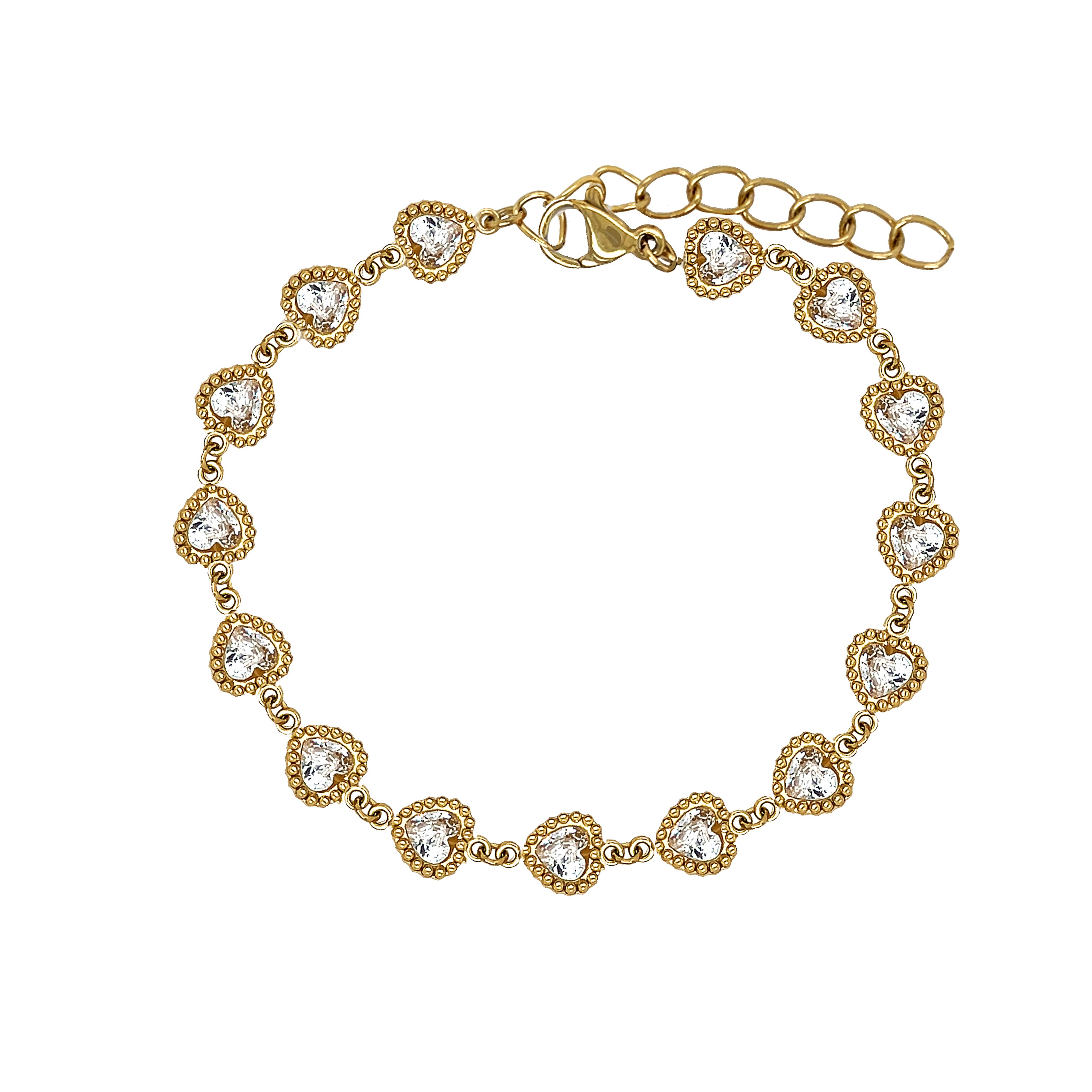 CZ Heart Chain Bracelet

Yellow Gold Plated
Hearts: 0.25" Wide
6.5-8" Adjustable Length

While supplies last. All Deals Of The Day sales are FINAL SALE.